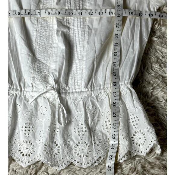 Lauren Ralph Lauren Wm Sz Medium Fairy Cottagecore Prairie Tie Detail Lace Top - Picture 4 of 9